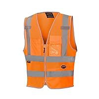 Safety Vest for Men – Hi Vis Reflective Mesh Neon with 8 Pockets, Zipper Closure for Construction, Traffic, Security Work – Orange, Yellow/Green, V1025250U-L