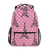 ALAZA Eiffel Tower On Polka Dots Pattern Large Backpack Personalized Laptop iPad Tablet Travel School Bag with Multiple Pockets