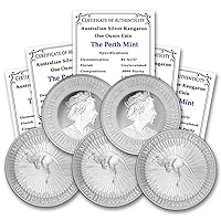 2023 P Lot of (5) 1 oz Australian Kangaroo Silver Bullion Coins Brilliant Uncirculated with Certificates of Authenticity $1 Seller BU