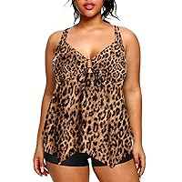 Holipick Two Piece Plus Size Tankini Top with Shorts Swimsuits for Women Tummy Control Bathing Suits