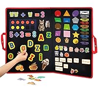 CHEFAN Large Felt Flannel Board with Alphabet, Math Ten Frame Set, Shape and Color Mathing Game
