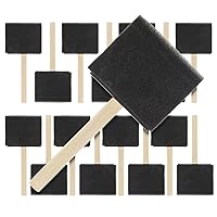 US Art Supply 3 inch Foam Sponge Wood Handle Paint Brush Set (Value Pack of 15) - Lightweight, Durable and Great for Acrylics, Stains, Varnishes, Crafts, Art