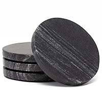 Thirstystone 4 Pack Natural Black Marble Round Coasters 4