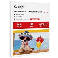Koala Glossy Thin Inkjet Printer Paper for DIY Chip Bag and Print Brochure Flyer 8.5x11 Inches Glossy 100 Sheets 36LB