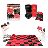 Jumbo Checkers Set with Storage Bag - 58 inch mat - Outdoor & Indoor Play Toys, Backyard Board Games Kids Activities, Family Party, Birthday for Toddlers Ages 5 6 7 8 Year Old