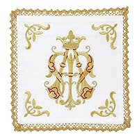 Embroidered Marian Chalice Pall Catholic Church Communion Supplies, 7 Inch Square, Pack of 2