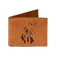 Men's Fox Abstract -2 Handmade Natural Genuine Pull-up Leather Wallet MHLT_03