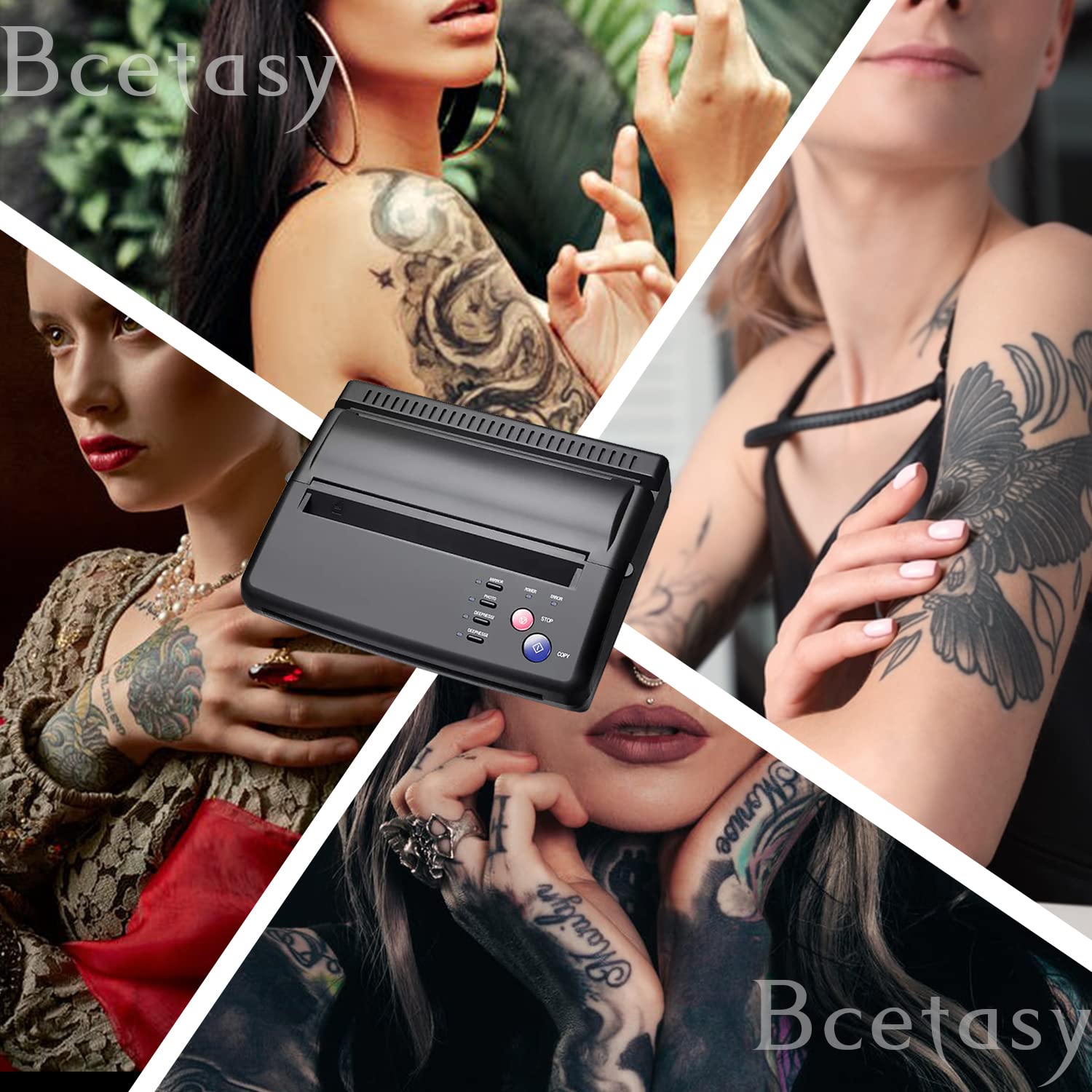 Bcetasy Tattoo Transfer Stencil Printer, with Free 20PCS Transfer Paper, Thermal Copier Machine for Tattoo Transfer Temporary and Permanent Tattoos,Black