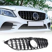 MCARCAR KIT W205 Front Grill Grille for Mercedes Benz C-Class W205 C180 C200 C250 C300 C400 2015-2018 Front Hood Grille Cover Front Kidney Grille Black Color (Models with camera)