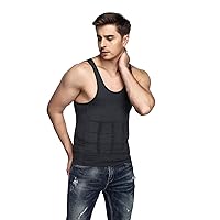 Odoland Men's Body Shaper Slimming Shirt Tummy Vest Thermal Compression Base Layer Slim Muscle Tank Top Shapewear