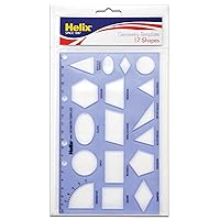 Helix - Geometry Shapes Plastic Drawing Template - 17 Shapes - Translucent & Flexible - 20cm Ruler - Smudge-Resistant - 4 7/8 Inch x 7 13/16 Inch