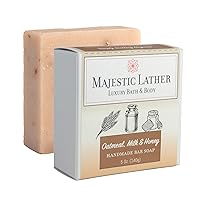 Oatmeal, Milk & Honey Luxury Bar Soap For Face & Body - Gentle Skin Cleansing & Soothing with Colloidal Oatmeal, Shea Butter & Natural Oils. For All Skin Types