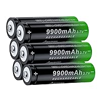 18།།།།65།།0Rechargeable 3.7 Volt Lithium Batteries. (6Pack Button top 9900mAh)