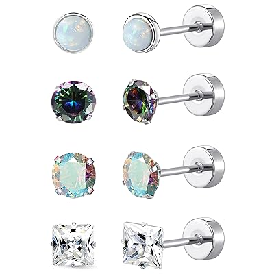 MJust Titanium Earrings for Women G23 Surgical Steel Stud earrings for  Sensitive Ears Heart Opal Pearl Cubic Zirconia Hypoallergenic 20G Stainless
