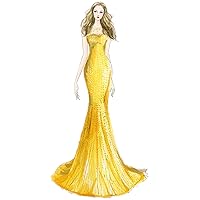 Designer Gold Mermiad Sequins Prom Dance Gown for Women Evening Party Size 24W- Gold