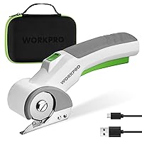 WORKPRO Cordless Electric Scissors, 4V Rechargeable Powerful Shears Cutting Tool for Fabric, Leather, Carpet and Cardboard, Power Rotary Cutters for Sewing, Scrapbooking, Crafting