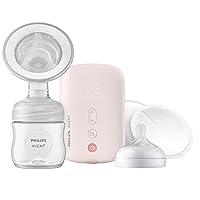 Single Electric Breast Pump Advanced with Natural Motion Technology, SCF391/62, Pump Light Pink, Bottle Clear
