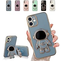 AIGOMARA 6D Plating Astronaut Hidden Stand Case Cover for iPhone 11 Women Astronaut Folding Bracket Kickstand iPhone Case with Camera Protector Soft TPU Shockproof Bumper 6.1 in 2019 - Grey