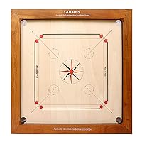 KD Golden Vintage Carrom Board Game Board Champion Bulldog & Jumbo with Coin, Striker & Cover, AICF Approved Used in National & International Tournament (20mm, Champion)