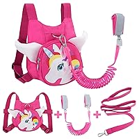 Toddler Harness with Leash + Anti Lost Wrist Link, Accmor Unicorn Toddler Harness Leashes, Child Walking Wristband Assistant Strap Belt for Baby Girls