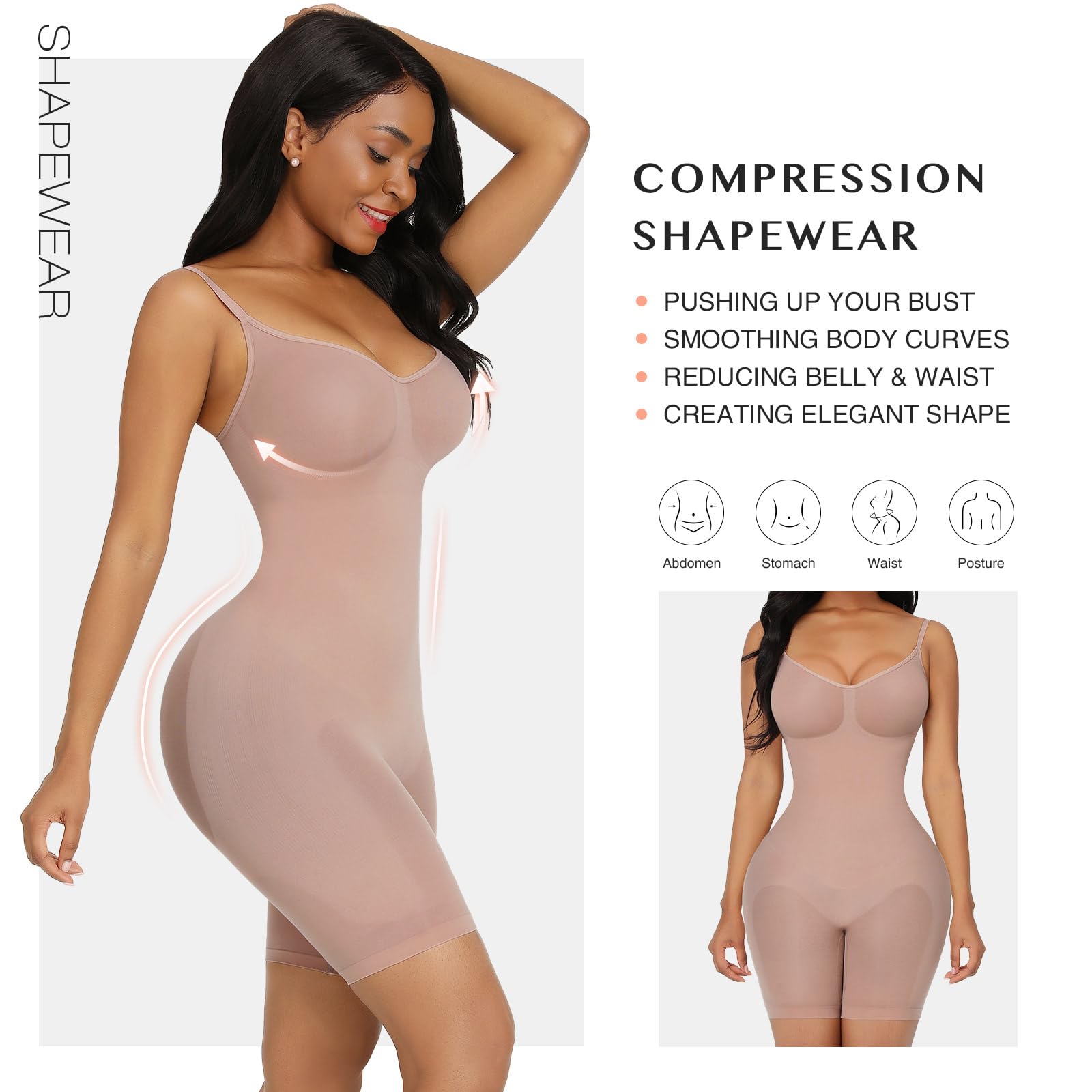 Buy FeelinGirl Shapewear for Women Tummy Control Full Bust Body Shaper  Bodysuit Butt Lifter Thigh Slimmer