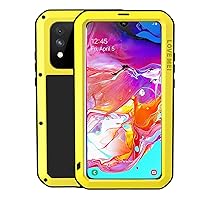 Samsung A30 Metal Military Rugged Silicone Case Full Body Cover Built-in Gorilla Glass Heavy Duty Hybrid Shockproof Armor Impact Drop Protection Case for Galaxy A30 A20 (A20/A30, Yellow)