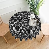 Bunny Rabbit Print Round Tablecloth 60 Inch Table Cloth Circular Table Cover for Dining Kitchen Banquet Dinner