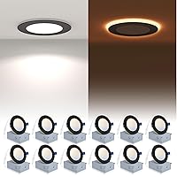 12 Pack Black Recessed Lighting 4 Inch with Night Light, 5CCT 4 Inch LED Recessed Lights 2700K-6000K Selectable, Dimmable 9W 700LM Ultra Thin Recessed Lighting - ETL and Energy Star Certified