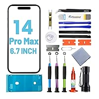 for iPhone 14 Pro Max Screen Replacement, Glass Replacement for iPhone 14 Pro Max 6.7 inch, Screen Repair Kit with Waterproof Adhesive(NO OLED & Touch Digitizer)