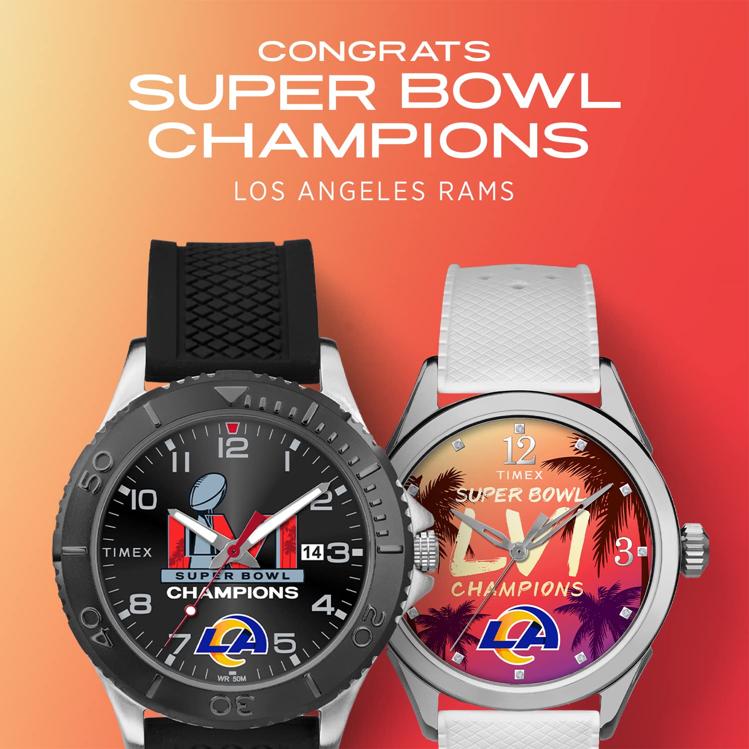 Timex NFL 2022 Super Bowl LVI Champions Los Angeles Rams Watches