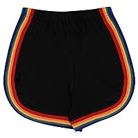 Kids Girls Shorts Gym Sports Rainbow Taped Black Summer Hot Short Pants 5-13 Yrs