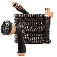 Pocket Hose Copper Bullet With Thumb Spray Nozzle AS-SEEN-ON-TV Expands to 75 ft, 650psi 3/4 in Solid Copper Anodized Aluminum Fittings Lead-Free Lightweight No-Kink Garden Hose