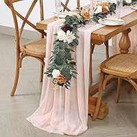 Light Peach Chiffon Table Runner 27x120 Inches Long Table Runners for Baby Shower Outdoor Wedding Festival Decorations