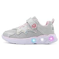 Light Up Shoes Toddler Girls Boys Lightweight LED Flashing Glitter Mesh Breathable Adorable Sneakers for Toddler/Little Kid