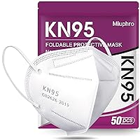 Miuphro KN95 Face Mask, 5-Layer Design Cup Dust Safety Masks 50 Pack White