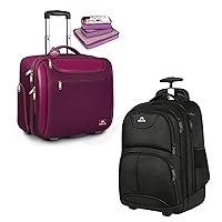 MATEIN Rolling Briefcase for Women, Large 17 Inch Laptop Bag with Wheels & 3 Packing Cubes, Waterproof Carry On Travel Business Luggage Roller Computer Case Suitcase for Overnight College Work, Purple