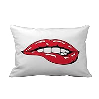 Throw Pillow Cover Pop Red Lips Biting Retro Sex Funky Popart Mouth 12x20 inches Home Decor Pillow Case Cushion Cover Pillowcase for Couch Bed Sofa