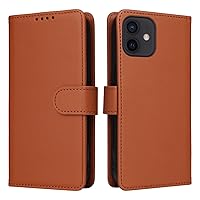 for iPhone 12/12 Pro 6.1inch Wallet Case Detachable Back Case PU Leather Flip Folio Case with Magnetic Stand Shockproof Phone Cover with Card Holder/Wrist Strap.(Brown)