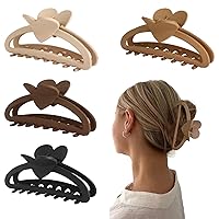 4PCS Heart Hair Clips for Women Girls,5 Inche Extra Large Hair Clips Claw Clips for For Thick Thin Hair,Matte Large Claw Clips, Non Slip Neutral Jaw Clips Hair Accessories,Neutral Colors