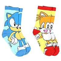 Sega Sonic The Hedgehog Boys' Socks Tails And Sonic Character 2 Pairs Athletic Crew Socks