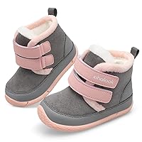 XIHALOOK Toddler Boys Girls Winter Boots Cold Weather Kids Warm Faux Fur Shoes with Two Hook and Loop