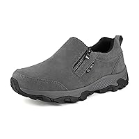 SHULOOK Men's Waterproof Slip On Hiking Shoes Lightweight Zipper Loafers Comfort Non-Slip Outdoor Shoe