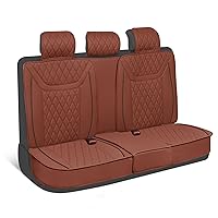 Rear Car Seat Cover – Ranch Leatherette Faux Leather Terracotta Bench Seat Cover for Auto – Diamond Stitched Cushioned Seat Protectors for Automotive Accessories, Trucks, SUV, Car