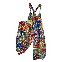 Wide Leg Jumpsuit With Pockets For Women,Boho Summer Romper Women'S Overall Loose Plus Size Sleeveless Floral Outfit