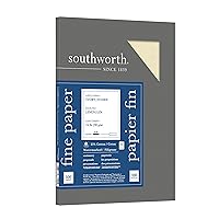 Southworth 25% Cotton Business Paper, 8.5” x 11”, 24 lb/90 gsm, Linen Finish, White, 100 Sheets - Packaging May Vary (P564CK), Ivory