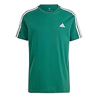 adidas Men's Essentials Single Jersey 3-stripes Tee Short Sleeve T-Shirt, Collegiate Green, S