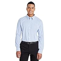 CrownLux Performance™ Men's Micro Windowpane Shirt XL FRENCH BLUE/ WHT