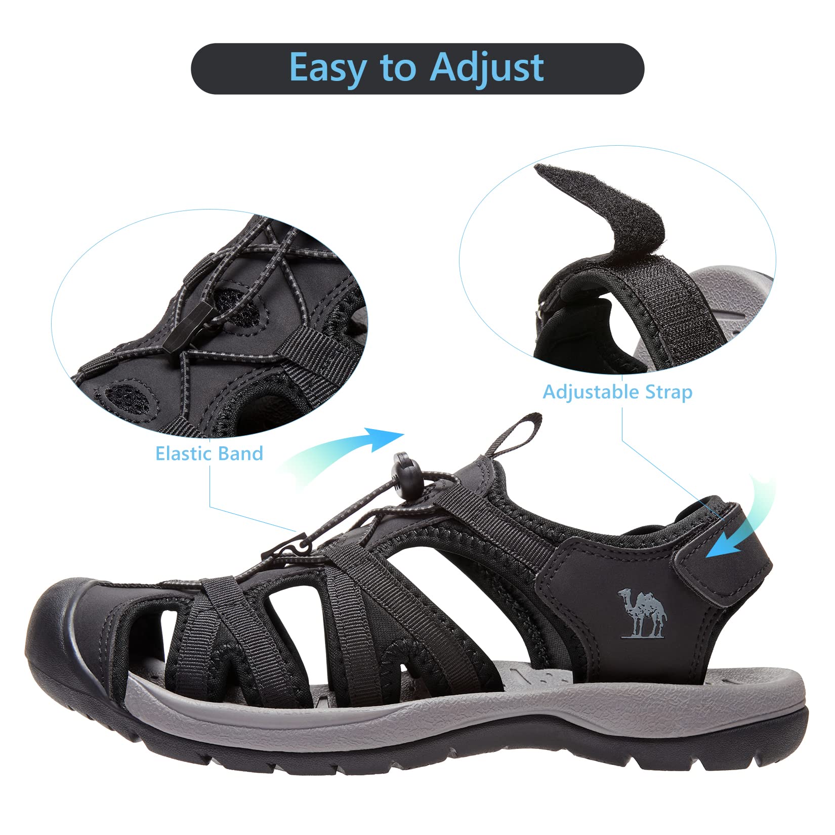 CAMELSPORTS Men's Hiking Sandals Closed Toe Outdoor Beach Sandal Waterproof Sport Fisherman Sandals Water Shoes