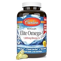Elite Omega-3 Gems, 1600 mg Omega-3 Fatty Acids Including EPA and DHA, Norwegian, Wild-Caught Fish Oil Supplement, Sustainably Sourced Omega 3 Fish Oil Capsules, Lemon, 130 Softgels
