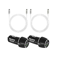 Gigastone 2-Pack USB C Car Charger Fast Charge 45W 6A, Mini Car Charger Adapter, Cigarette Lighter Plug PD3.0/QC3.0 Compatible with iPhone 14 with 2PK USB C to USB C Cable
